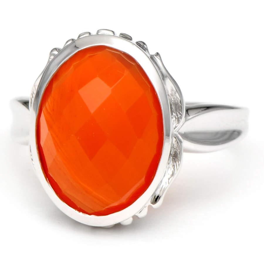 Handmade 925 Sterling Silver Oval Carnelian Stone Ring – Stackable, Sizes H-X